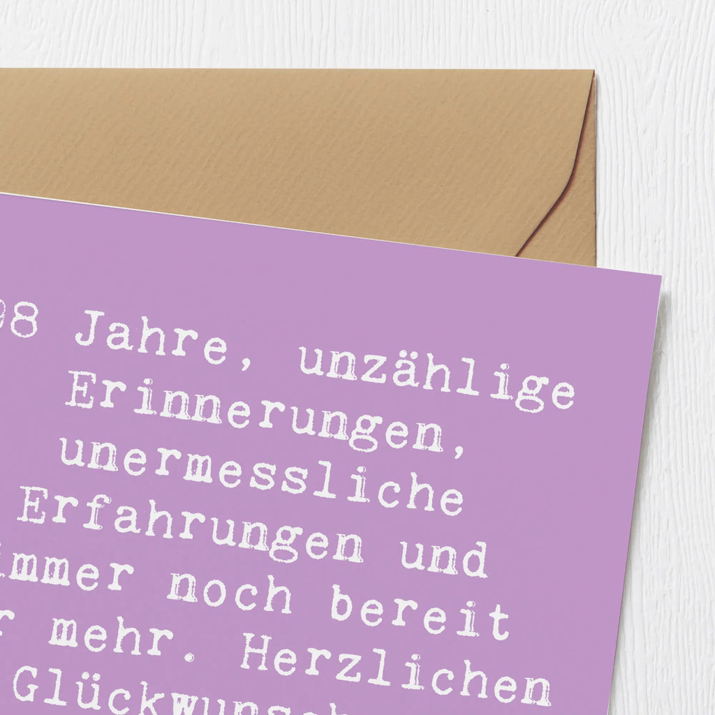 Deluxe Card Saying 98 Jahre, unzählige Erinnerungen, unermessliche Erfahrungen und immer noch bereit für mehr. Herzlichen Glückwunsch zu diesem fantastischen Meilenstein! Karte, Hochwertige Klappkarte, Glückwunschkarte, Hochwertige Grußkarte, Grußkarte, Klappkarte, Hochzeitskarte, Geburtstagskarte, Einladungskarte, Geburtstag, Geburtstagsgeschenk, Geschenk