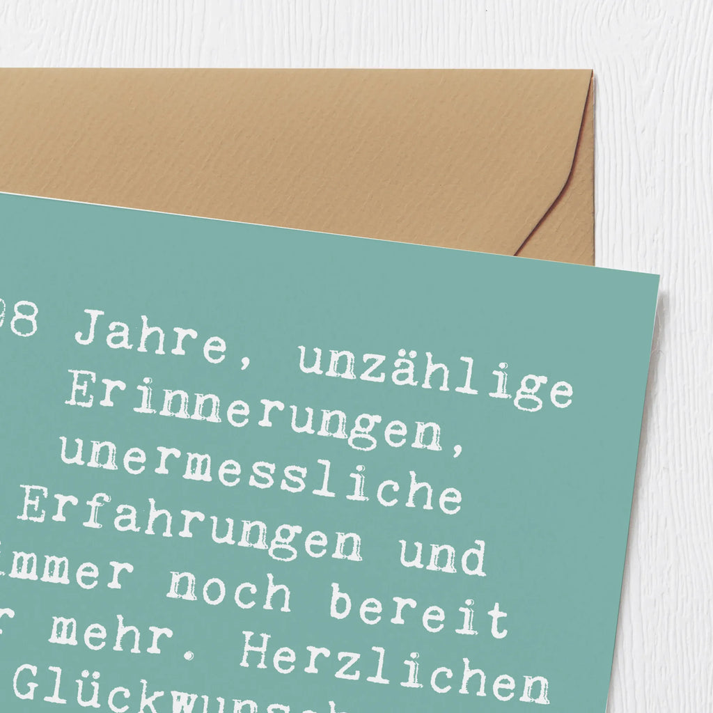 Deluxe Card Saying 98 Jahre, unzählige Erinnerungen, unermessliche Erfahrungen und immer noch bereit für mehr. Herzlichen Glückwunsch zu diesem fantastischen Meilenstein! Karte, Hochwertige Klappkarte, Glückwunschkarte, Hochwertige Grußkarte, Grußkarte, Klappkarte, Hochzeitskarte, Geburtstagskarte, Einladungskarte, Geburtstag, Geburtstagsgeschenk, Geschenk