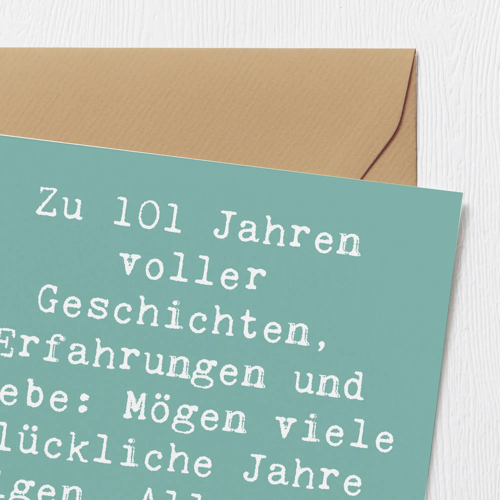Deluxe Card Saying Zu 101 Jahren voller Geschichten, Erfahrungen und Liebe: Mögen viele glückliche Jahre folgen. Alles Gute zum Geburtstag! Karte, Hochwertige Grußkarte, Hochwertige Klappkarte, Einladungskarte, Geburtstagskarte, Glückwunschkarte, Hochzeitskarte, Grußkarte, Klappkarte, Geburtstag, Geburtstagsgeschenk, Geschenk