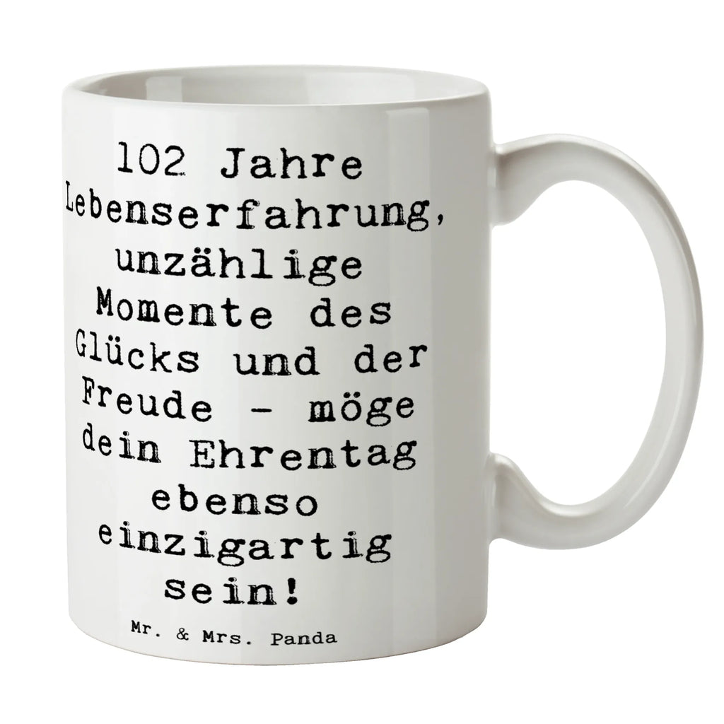 Tasse Spruch 102. Geburtstag Glück Tasse mit Motiven, Teetasse, Kaffeetasse, Tasse, Porzellantasse, Bürotasse, Geschenktasse, Tasse mit Zitaten, Keramiktasse, Geburtstag, Geburtstagsgeschenk, Geschenk