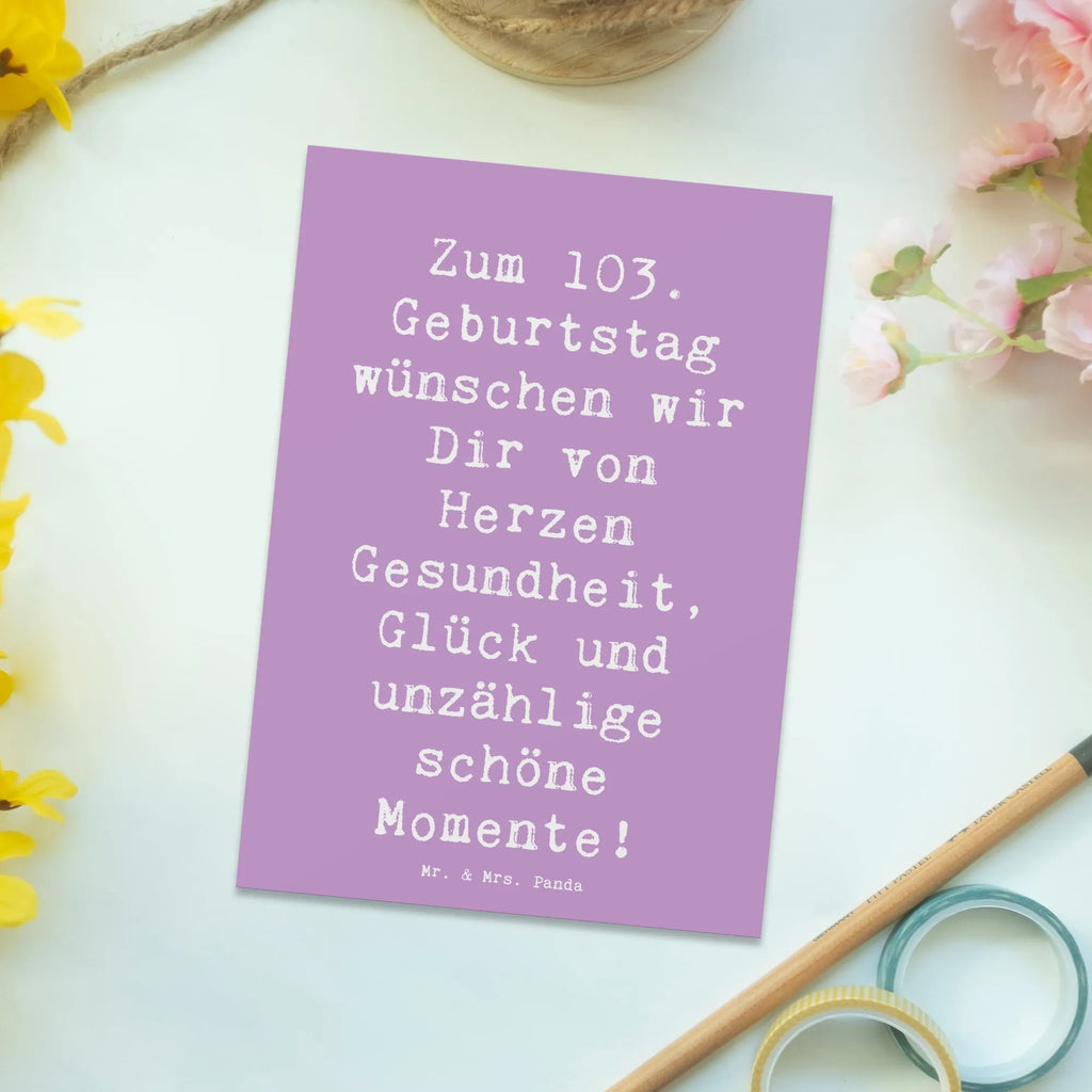 Postcard Saying Zum 103. Geburtstag wünschen wir Dir von Herzen Gesundheit, Glück und unzählige schöne Momente! Postkarte, Geschenkkarte, Karte, Ansichtskarten, Grußkarte, Dankeskarte, Geburtstagskarte, Einladung, Einladungskarte, Ansichtskarte, Einladungskarten Geburtstag, Einladung Geburtstag, Geburtstag, Geburtstagsgeschenk, Geschenk