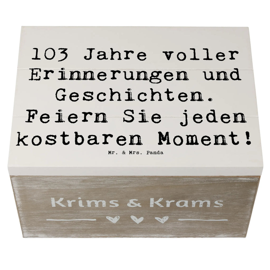 Wooden chest Saying 103 Jahre voller Erinnerungen und Geschichten. Feiern Sie jeden kostbaren Moment! Schatzkiste, Dekokiste, XXL, Erinnerungskiste, Aufbewahrungsbox, Holzkiste, Erinnerungsbox, Geschenkdose, Geschenkbox, Schatulle, Kiste, Truhe, Geburtstag, Geburtstagsgeschenk, Geschenk