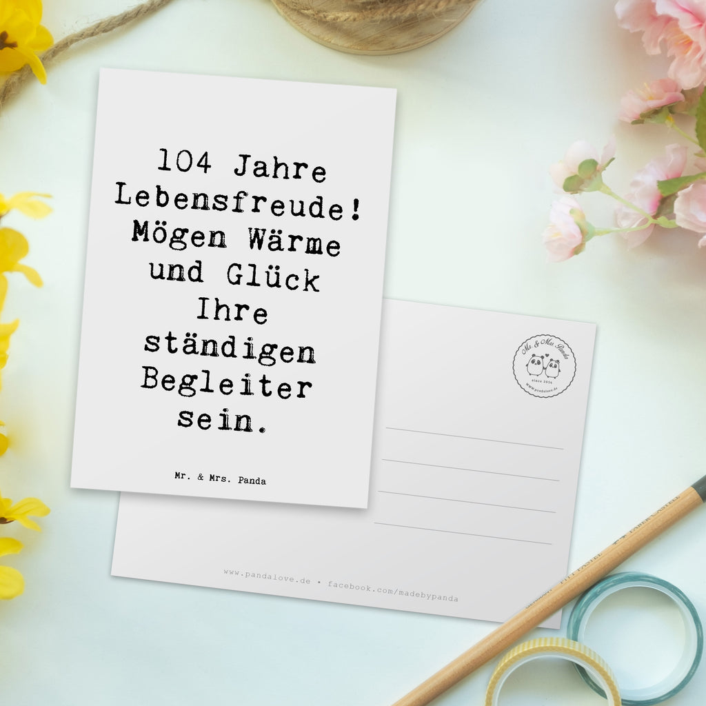 Postcard Saying 104 Jahre Lebensfreude! Mögen Wärme und Glück Ihre ständigen Begleiter sein. Einladung Geburtstag, Einladungskarten Geburtstag, Ansichtskarten, Dankeskarte, Grußkarte, Postkarte, Geburtstagskarte, Ansichtskarte, Einladung, Geschenkkarte, Karte, Einladungskarte, Geburtstag, Geburtstagsgeschenk, Geschenk