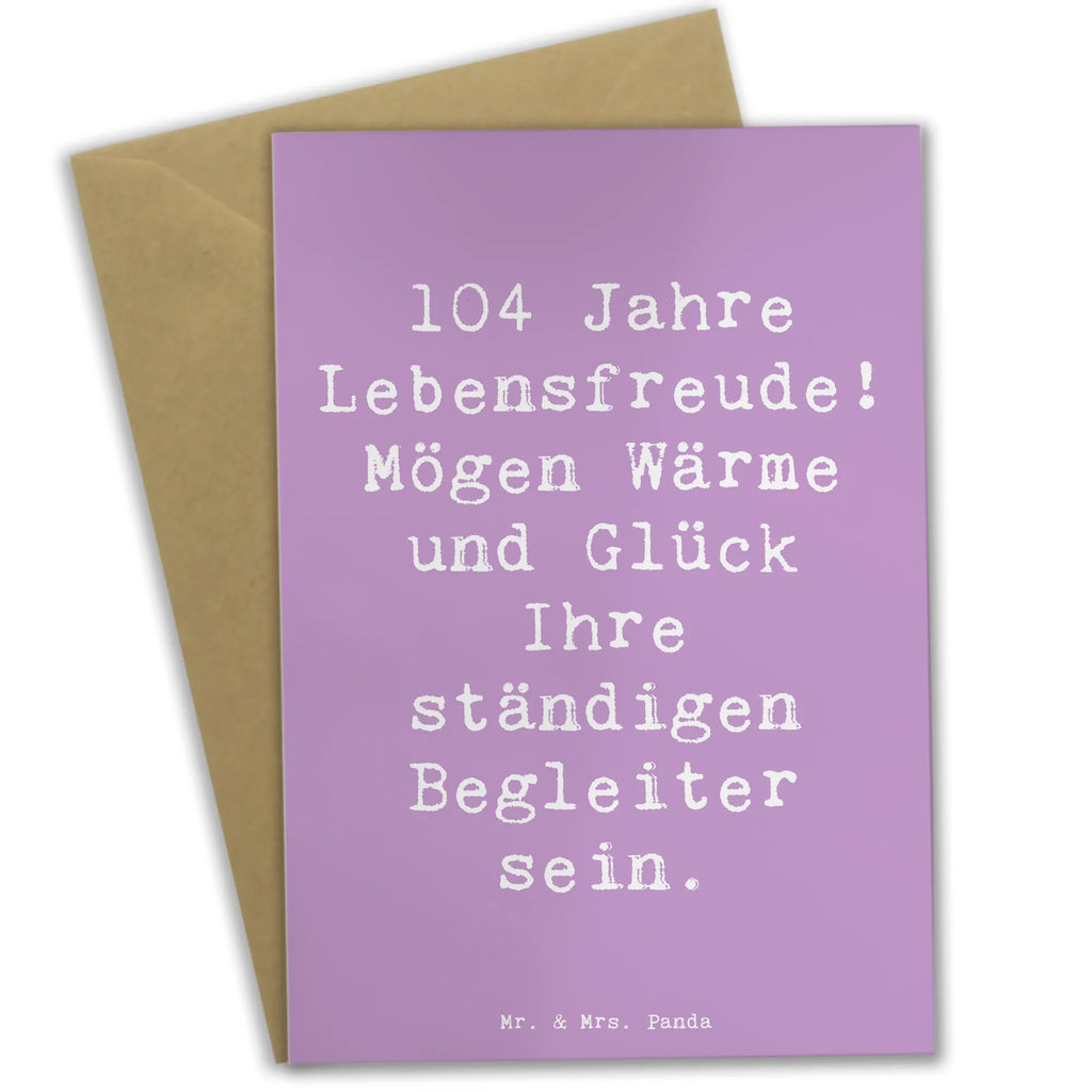 Greetings card Saying 104 Jahre Lebensfreude! Mögen Wärme und Glück Ihre ständigen Begleiter sein. Ansichtskarten, Hochzeitskarte, Klappkarte, Einladungskarte, Grußkarte, Geburtstagskarte, Karte, Glückwunschkarte, Geburtstag, Geburtstagsgeschenk, Geschenk
