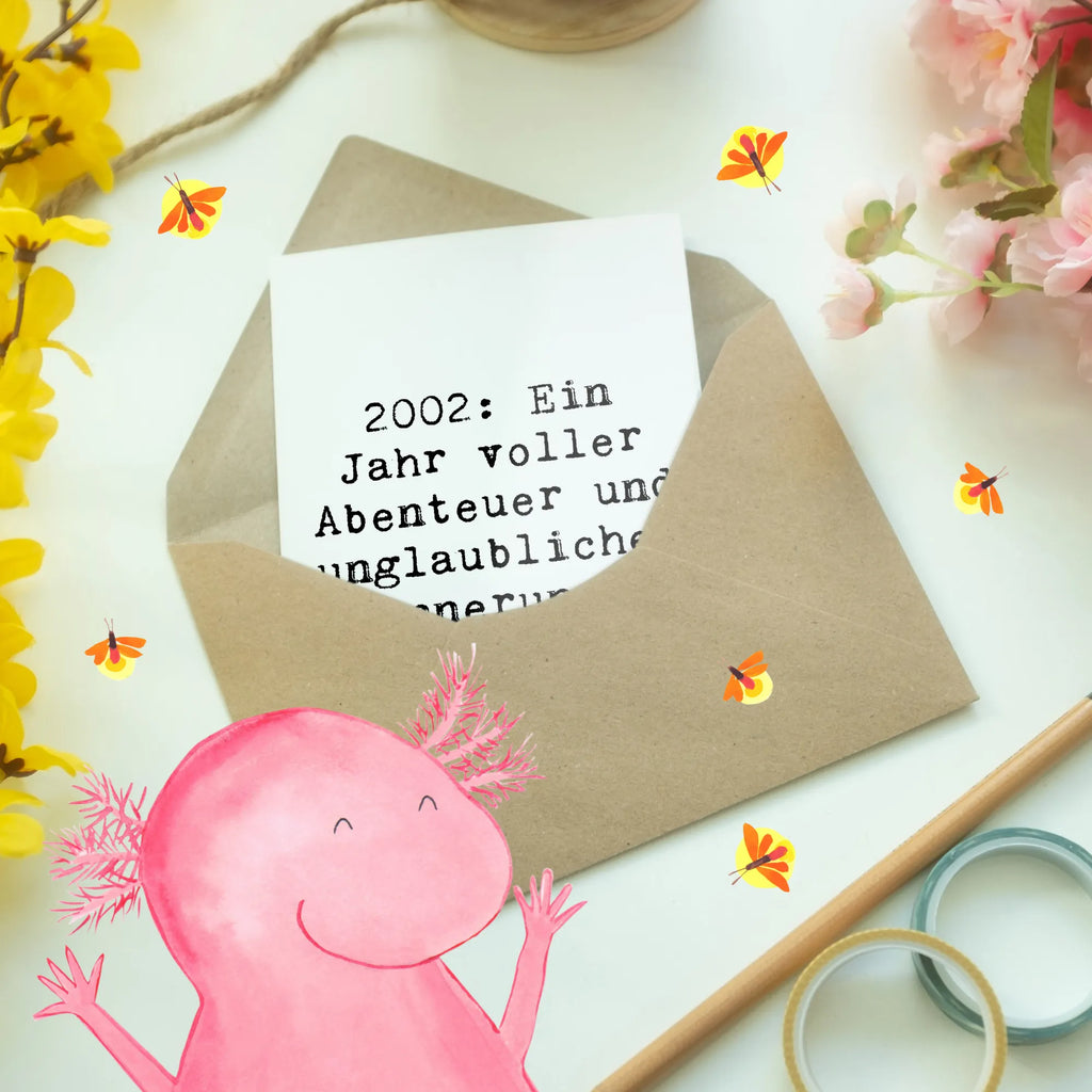 Greetings card Saying 2002: Ein Jahr voller Abenteuer und unglaublicher Erinnerungen! Hochzeitskarte, Karte, Glückwunschkarte, Grußkarte, Einladungskarte, Geburtstagskarte, Klappkarte, Ansichtskarten, Geburtstag, Geburtstagsgeschenk, Geschenk