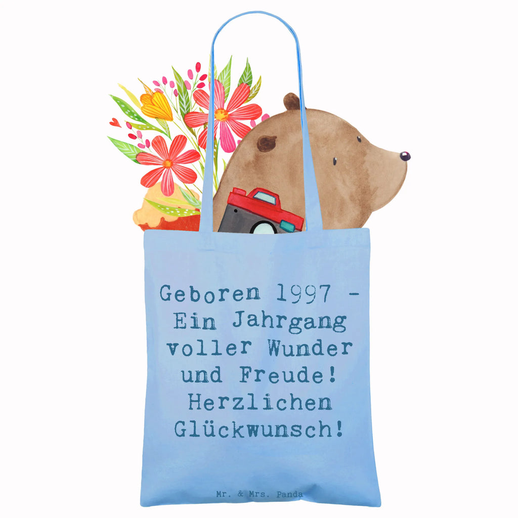 Tote bag Saying Geboren 1997 - Ein Jahrgang voller Wunder und Freude! Herzlichen Glückwunsch! Beuteltasche, Beutel, Einkaufstasche, Jutebeutel, Stoffbeutel, Tasche, Shopper, Umhängetasche, Strandtasche, Schultertasche, Stofftasche, Tragetasche, Badetasche, Jutetasche, Einkaufstüte, Laptoptasche, Geburtstag, Geburtstagsgeschenk, Geschenk