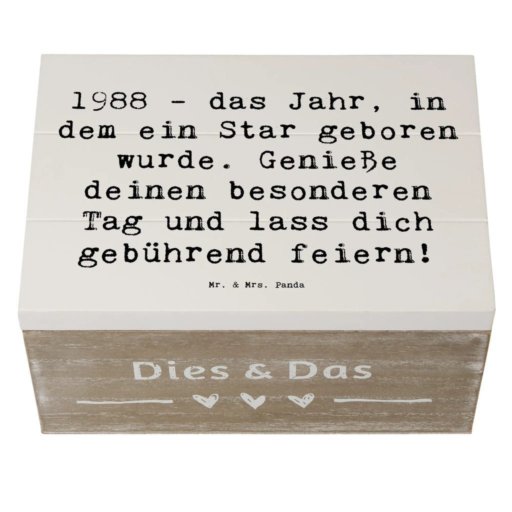 Wooden chest Saying 1988 - das Jahr, in dem ein Star geboren wurde. Genieße deinen besonderen Tag und lass dich gebührend feiern! Schatzkiste, Holzkiste, Geschenkdose, Aufbewahrungsbox, Truhe, Erinnerungskiste, Geschenkbox, Erinnerungsbox, Kiste, Schatulle, XXL, Dekokiste, Geburtstag, Geburtstagsgeschenk, Geschenk