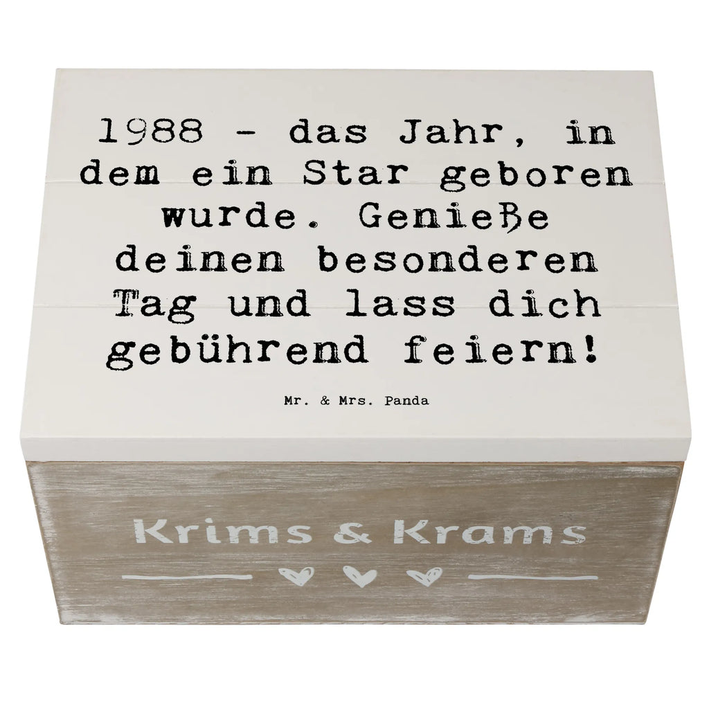 Wooden chest Saying 1988 - das Jahr, in dem ein Star geboren wurde. Genieße deinen besonderen Tag und lass dich gebührend feiern! Schatzkiste, Holzkiste, Geschenkdose, Aufbewahrungsbox, Truhe, Erinnerungskiste, Geschenkbox, Erinnerungsbox, Kiste, Schatulle, XXL, Dekokiste, Geburtstag, Geburtstagsgeschenk, Geschenk