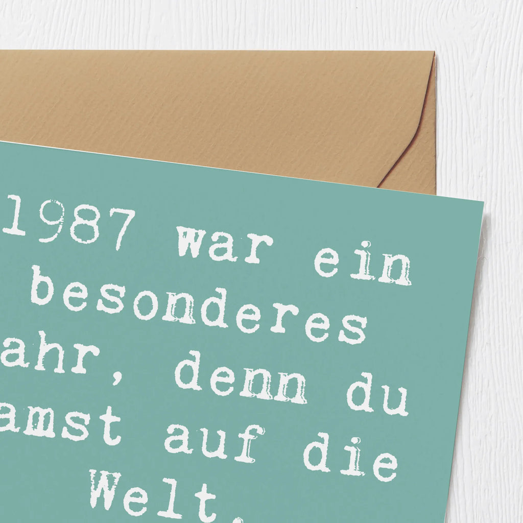 Deluxe Karte Spruch 1987 Geburtstag Karte, Grußkarte, Klappkarte, Einladungskarte, Glückwunschkarte, Hochzeitskarte, Geburtstagskarte, Hochwertige Grußkarte, Hochwertige Klappkarte, Geburtstag, Geburtstagsgeschenk, Geschenk