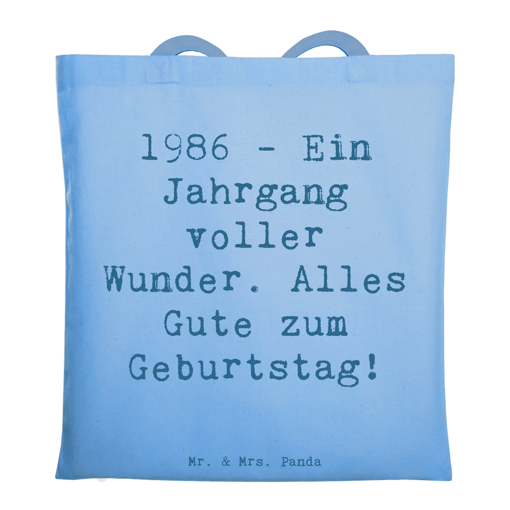 Tote bag Saying 1986 - Ein Jahrgang voller Wunder. Alles Gute zum Geburtstag! Jutetasche, Einkaufstüte, Tasche, Tragetasche, Umhängetasche, Beuteltasche, Beutel, Stoffbeutel, Jutebeutel, Laptoptasche, Strandtasche, Schultertasche, Shopper, Stofftasche, Badetasche, Einkaufstasche, Geburtstag, Geburtstagsgeschenk, Geschenk