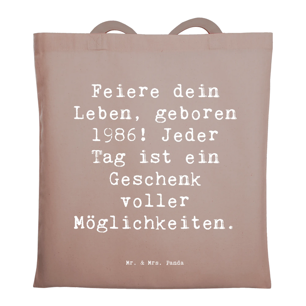 Tote bag Saying Feiere dein Leben, geboren 1986! Jeder Tag ist ein Geschenk voller Möglichkeiten. Einkaufstüte, Beuteltasche, Badetasche, Beutel, Laptoptasche, Stoffbeutel, Tragetasche, Tasche, Strandtasche, Umhängetasche, Jutetasche, Jutebeutel, Schultertasche, Shopper, Einkaufstasche, Stofftasche, Geburtstag, Geburtstagsgeschenk, Geschenk