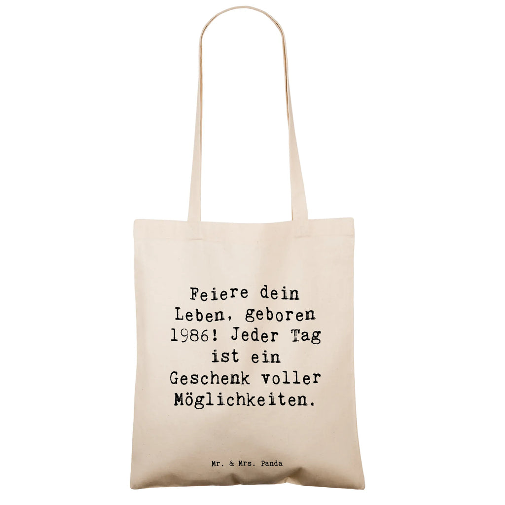 Tote bag Saying Feiere dein Leben, geboren 1986! Jeder Tag ist ein Geschenk voller Möglichkeiten. Einkaufstüte, Beuteltasche, Badetasche, Beutel, Laptoptasche, Stoffbeutel, Tragetasche, Tasche, Strandtasche, Umhängetasche, Jutetasche, Jutebeutel, Schultertasche, Shopper, Einkaufstasche, Stofftasche, Geburtstag, Geburtstagsgeschenk, Geschenk