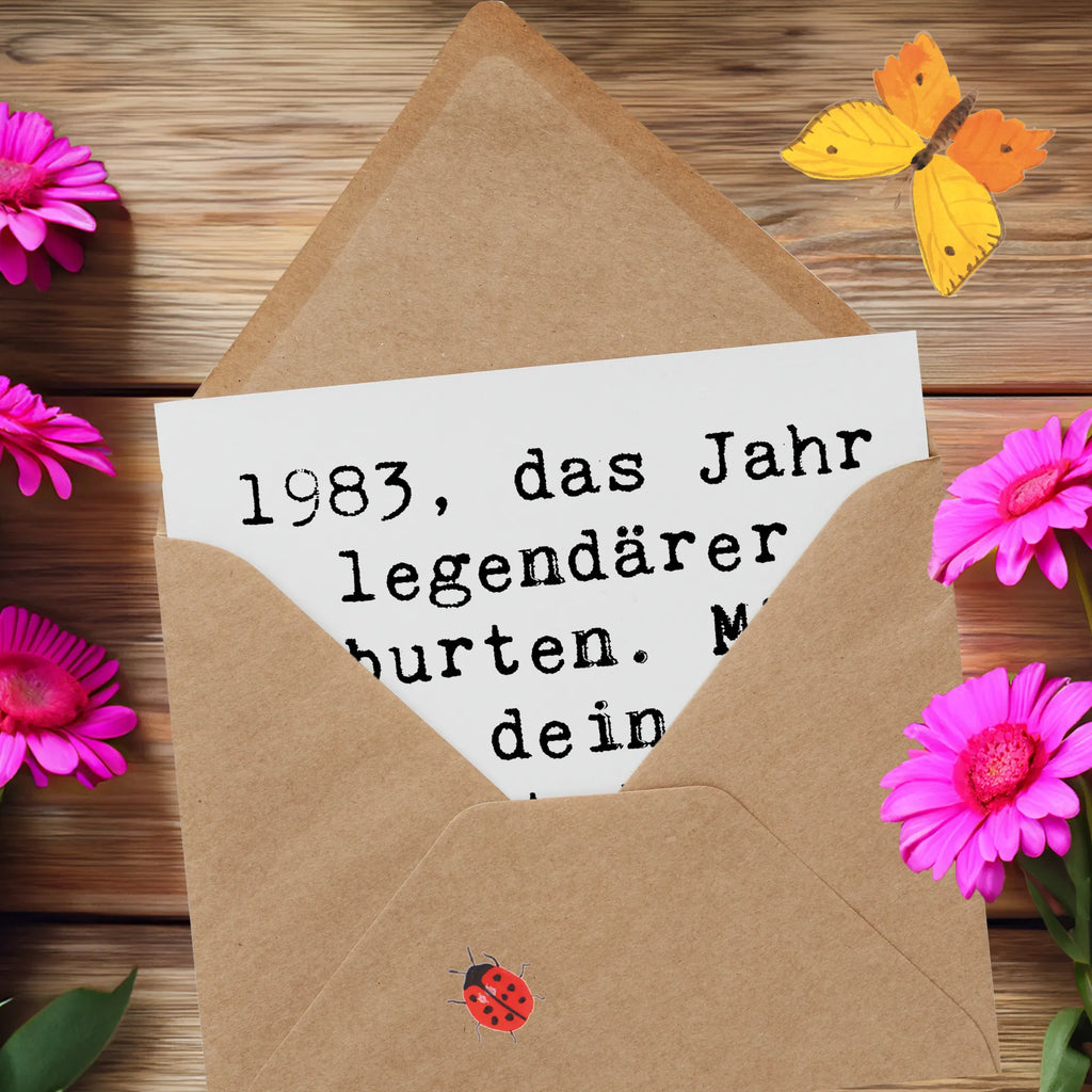 Deluxe Karte Spruch 1983 Geburtstag Karte, Grußkarte, Klappkarte, Einladungskarte, Glückwunschkarte, Hochzeitskarte, Geburtstagskarte, Hochwertige Grußkarte, Hochwertige Klappkarte, Geburtstag, Geburtstagsgeschenk, Geschenk