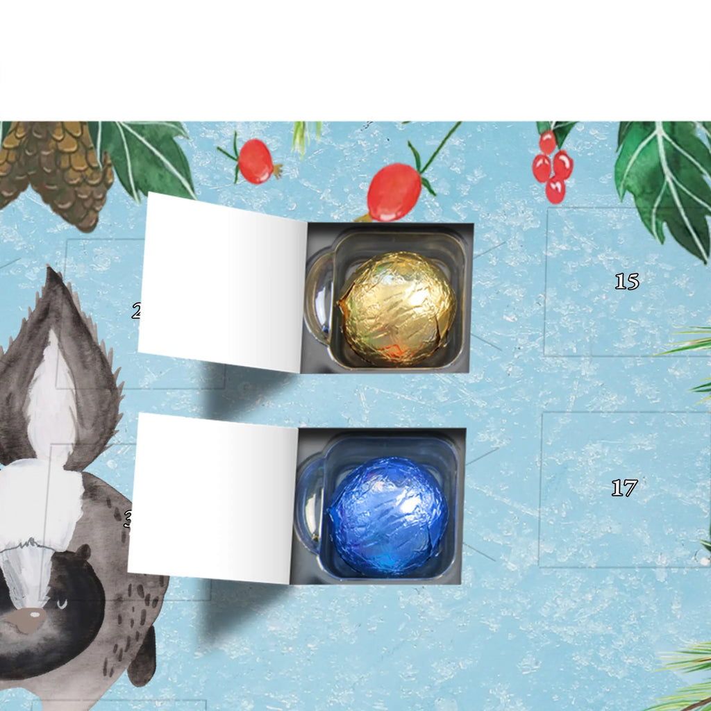 Chocolate advent calendar skunk attack angry, wild animal, predator, stinky, threatening