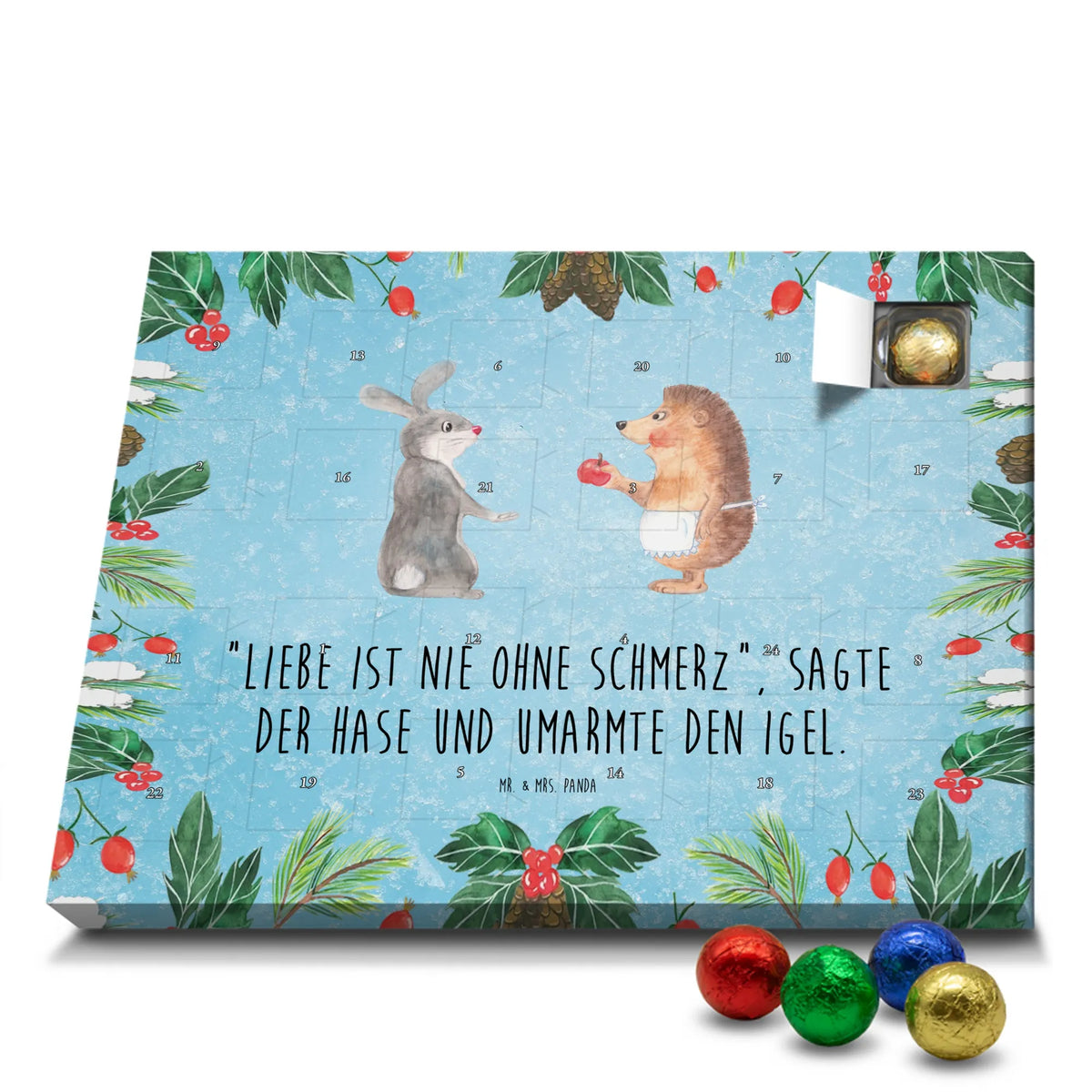 Chocolate advent calendar Hare Hedgehog animal lover, gift ideas, small animals, hand drawn, special gifts, good mood, funny sayings, cute, cute animal motives, card, gifts, hare, romantic saying, love saying, heartache, Hedgehog and hare, lovesickness gift, consolation, pain of separation