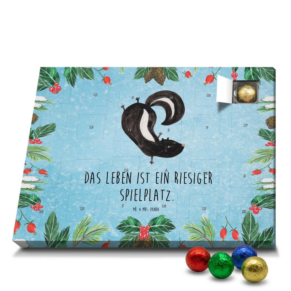 Chocolate advent calendar skunk handstand child, stink, playful, playground, wild animal, predator