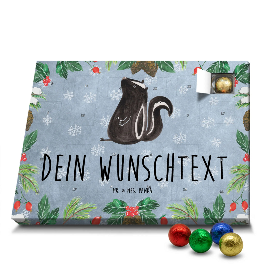  skunks siedzenie Adventskalender mit Namen, Personalisierter Adventskalender, Stinktier, Skunk, Raubtier, Wildtier, Büro, Besserwisser, Recht, Spruch, Stinki, Stinker
