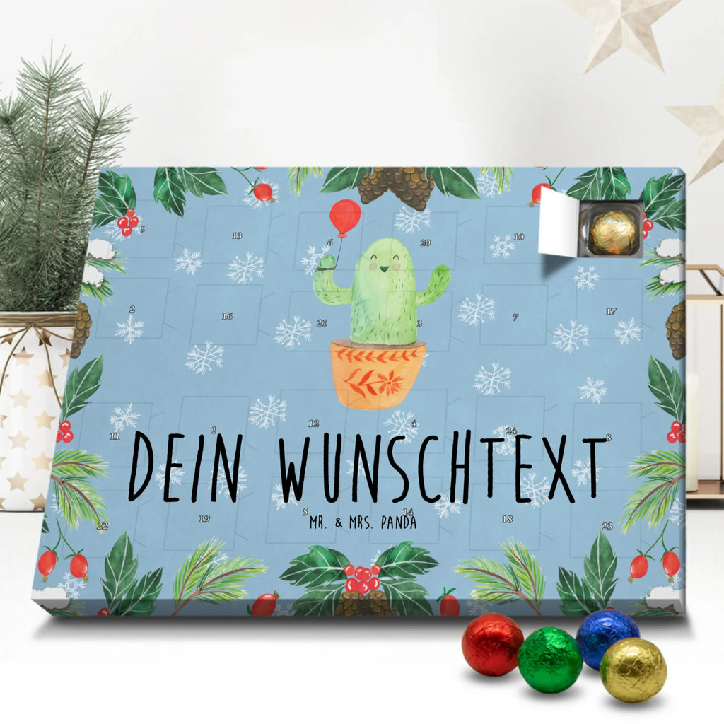 Personalisierter Schoko Adventskalender Kaktus Luftballon Personalisierter Adventskalender, Adventskalender mit Namen, Kakteen, Kaktus, Ausbildung, Freund, Stress, Freude, Prüfung, Freundin, Luftballon, Büroalltag, Büro, Neustart