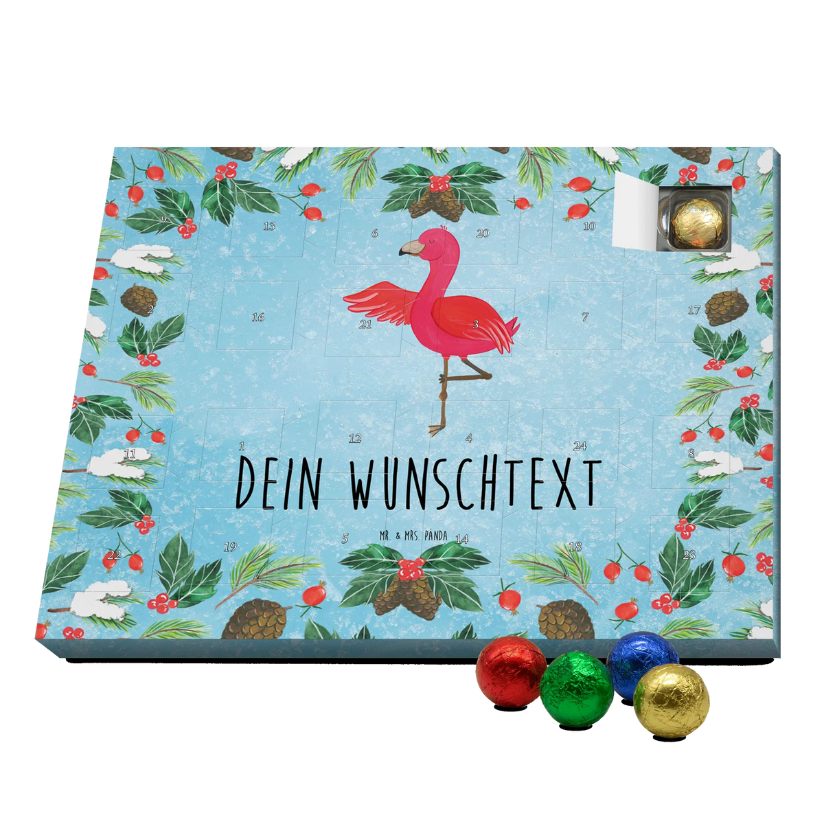 Personalisierter Schoko Adventskalender Flamingo Yoga