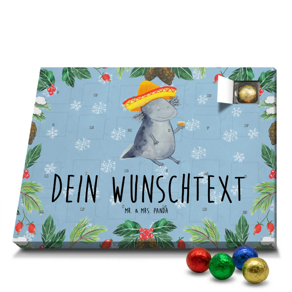 Personalisierter Schoko Adventskalender Axolotl Tequila Adventskalender mit Namen, Personalisierter Adventskalender, Molch, Axolotl, Spruch, Sombrero, Mexico, Motivation, Schwanzlurch, Tequila, Lurch, Lurche, Feuersalamander, Feuerdrache, Mexiko, Axolot, Zitrone
