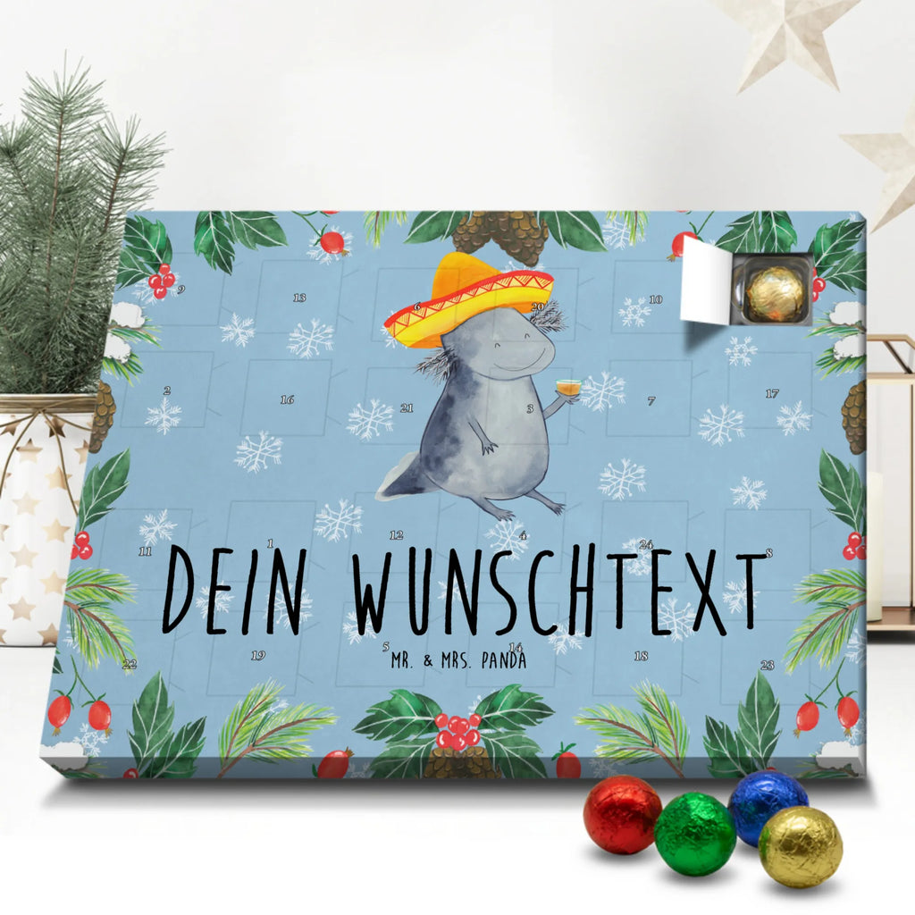 Personalisierter Schoko Adventskalender Axolotl Tequila Adventskalender mit Namen, Personalisierter Adventskalender, Molch, Axolotl, Spruch, Sombrero, Mexico, Motivation, Schwanzlurch, Tequila, Lurch, Lurche, Feuersalamander, Feuerdrache, Mexiko, Axolot, Zitrone