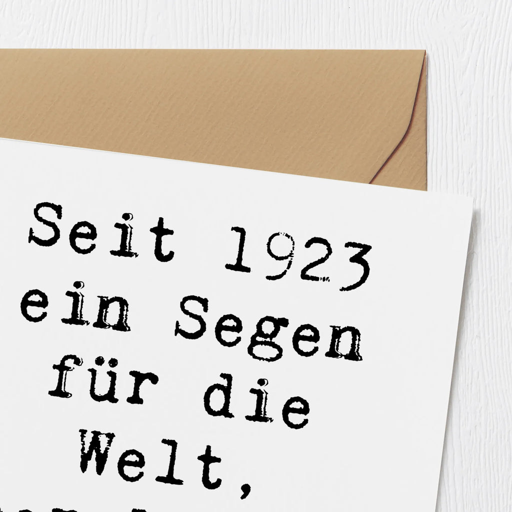 Deluxe Card Saying Seit 1923 ein Segen für die Welt, herzlichen Glückwunsch! Hochzeitskarte, Karte, Hochwertige Grußkarte, Grußkarte, Geburtstagskarte, Hochwertige Klappkarte, Klappkarte, Glückwunschkarte, Einladungskarte, Geburtstag, Geburtstagsgeschenk, Geschenk
