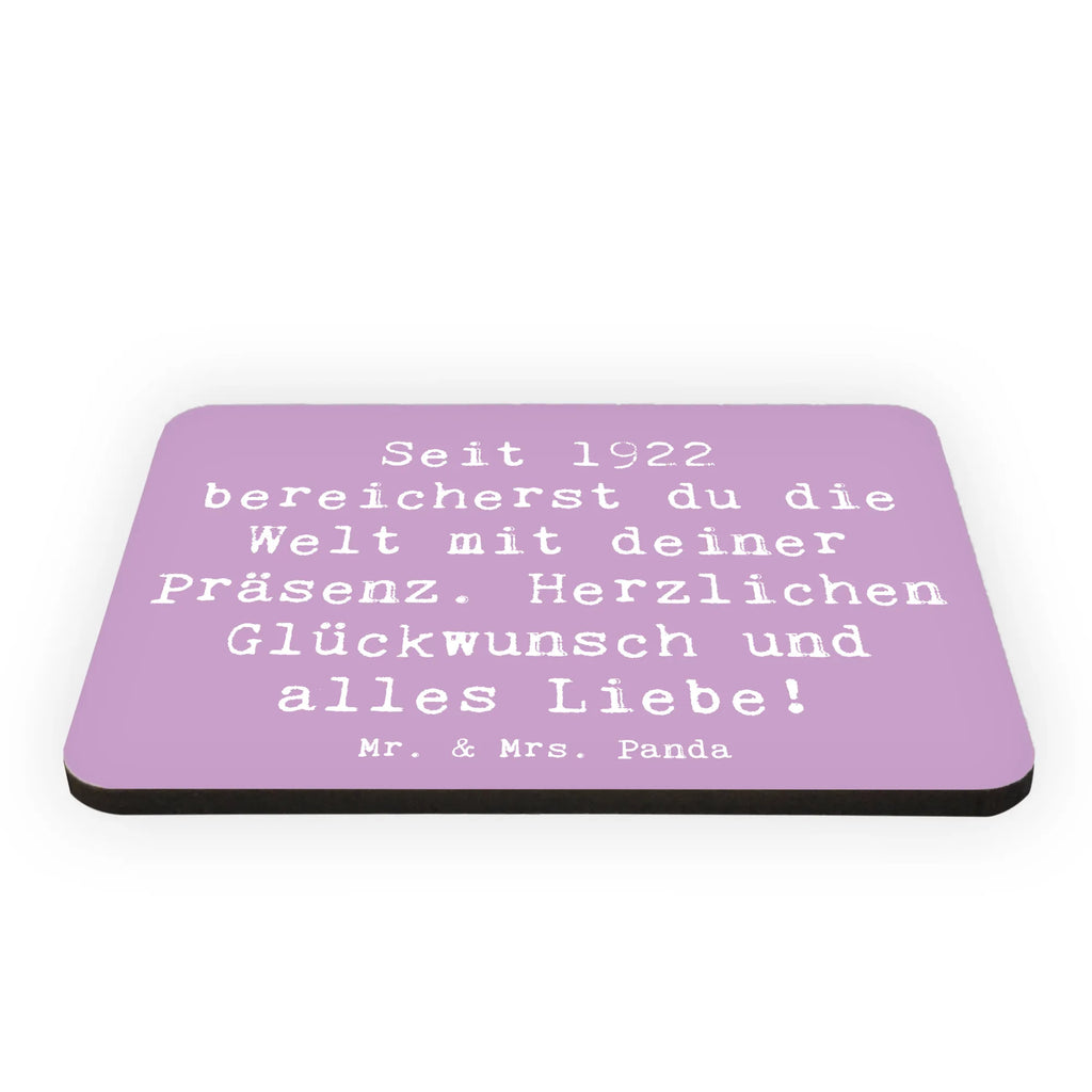Magnet Spruch Seit 1922 bereicherst du die Welt mit deiner Präsenz. Herzlichen Glückwunsch und alles Liebe! Whiteboard Magnet, Souvenir Magnet, Motivmagnete, Pinnwandmagnet, Dekomagnet, Notiz Magnet, Kühlschrank Dekoration, Kühlschrankmagnet, Geburtstag, Geburtstagsgeschenk, Geschenk