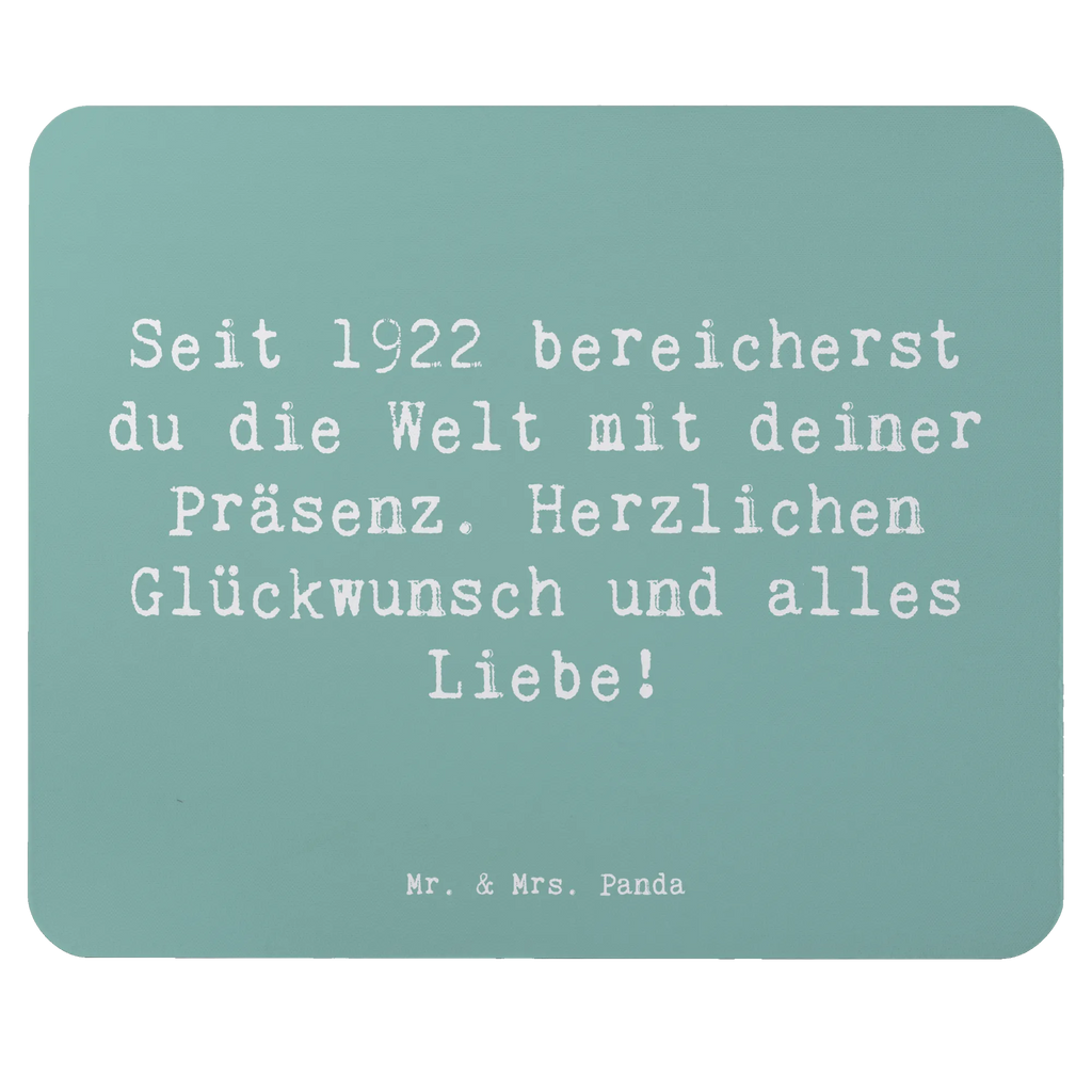 Mouse mat Saying Seit 1922 bereicherst du die Welt mit deiner Präsenz. Herzlichen Glückwunsch und alles Liebe! Mauspad Büro, Arbeitszimmer, Computer zubehör, Mauspad, Mousepad, Designer Mauspad, Büroausstattung, Einzigartiges Mauspad, PC Zubehör, Mausunterlage, Geburtstag, Geburtstagsgeschenk, Geschenk