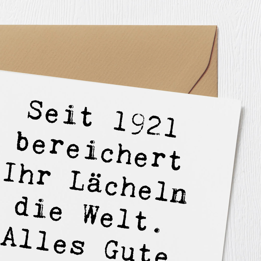 Deluxe Card Saying Seit 1921 bereichert Ihr Lächeln die Welt. Alles Gute zum Geburtstag! Einladungskarte, Grußkarte, Hochwertige Grußkarte, Hochzeitskarte, Klappkarte, Hochwertige Klappkarte, Karte, Glückwunschkarte, Geburtstagskarte, Geburtstag, Geburtstagsgeschenk, Geschenk