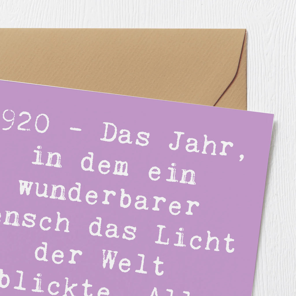 Deluxe Card Saying 1920 - Das Jahr, in dem ein wunderbarer Mensch das Licht der Welt erblickte. Alles Gute zum Geburtstag! Karte, Klappkarte, Glückwunschkarte, Geburtstagskarte, Hochwertige Grußkarte, Grußkarte, Hochzeitskarte, Einladungskarte, Hochwertige Klappkarte, Geburtstag, Geburtstagsgeschenk, Geschenk
