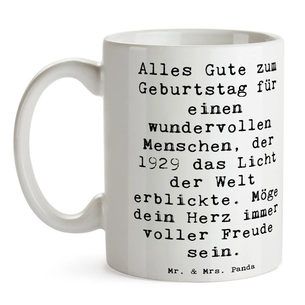Tasse Spruch Alles Gute zum Geburtstag für einen wundervollen Menschen, der 1929 das Licht der Welt erblickte. Möge dein Herz immer voller Freude sein. Tasse, Bürotasse, Tasse mit Zitaten, Keramiktasse, Geschenktasse, Tasse mit Motiven, Kaffeetasse, Teetasse, Porzellantasse, Geburtstag, Geburtstagsgeschenk, Geschenk