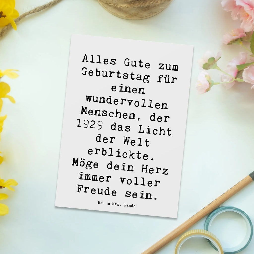 Postkarte Spruch Alles Gute zum Geburtstag für einen wundervollen Menschen, der 1929 das Licht der Welt erblickte. Möge dein Herz immer voller Freude sein. Einladungskarten Geburtstag, Ansichtskarte, Geschenkkarte, Ansichtskarten, Geburtstagskarte, Einladung, Einladung Geburtstag, Grußkarte, Dankeskarte, Postkarte, Karte, Einladungskarte, Geburtstag, Geburtstagsgeschenk, Geschenk
