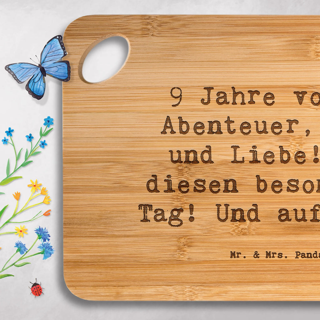 Bambus - deska do krojenia Przysłowie 9 Jahre voller Abenteuer, Spaß und Liebe! Auf diesen besonderen Tag! Und auf dich! Urodziny, prezent urodzinowy, prezent