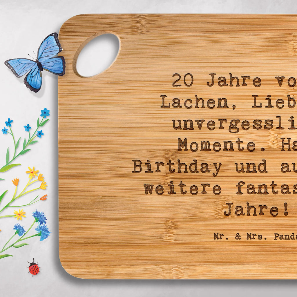 Bambus - deska do krojenia Przysłowie 20 Jahre voller Lachen, Liebe und unvergesslicher Momente. Happy Birthday und auf viele weitere fantastische Jahre! Urodziny, prezent urodzinowy, prezent