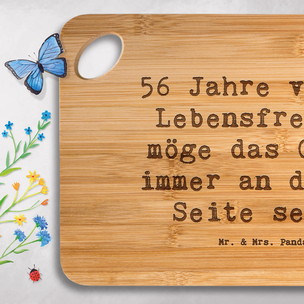 Bambus - deska do krojenia Przysłowie 56 Jahre voller Lebensfreude, möge das Glück immer an deiner Seite sein! Urodziny, prezent urodzinowy, prezent