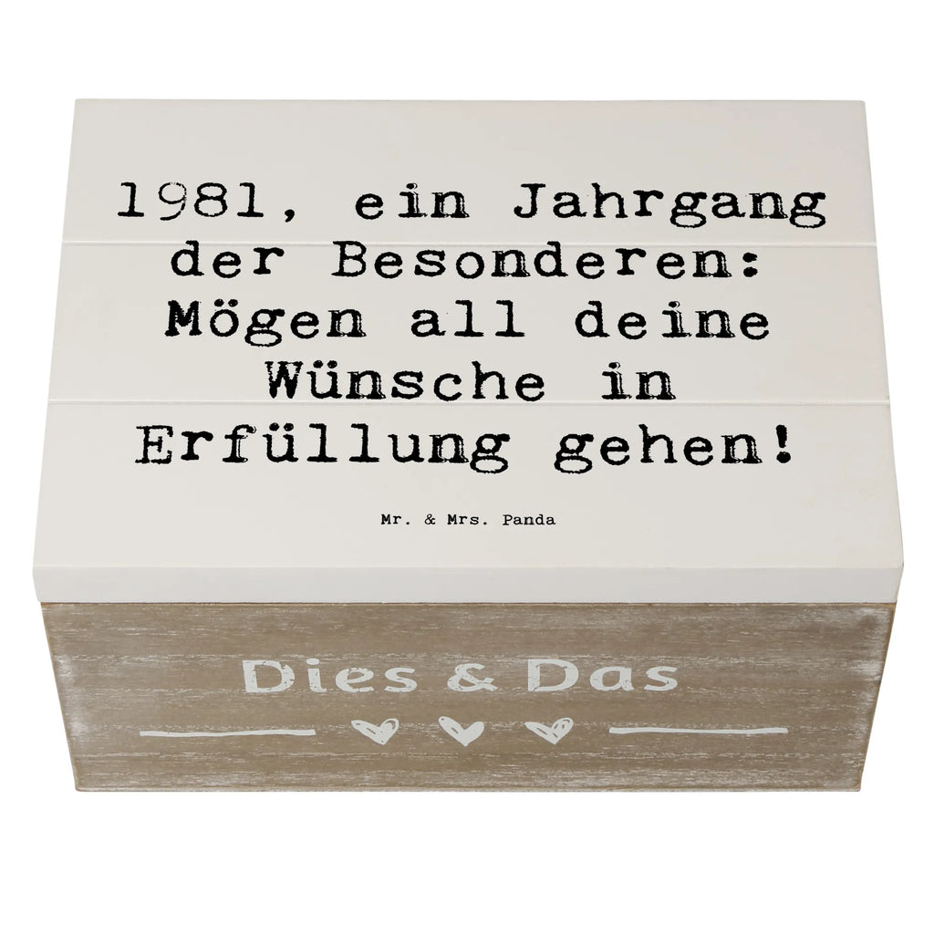 Wooden chest Saying 1981, ein Jahrgang der Besonderen: Mögen all deine Wünsche in Erfüllung gehen! Holzkiste, Dekokiste, Erinnerungsbox, Geschenkbox, Truhe, Schatzkiste, Erinnerungskiste, Geschenkdose, Schatulle, Aufbewahrungsbox, XXL, Kiste, Geburtstag, Geburtstagsgeschenk, Geschenk