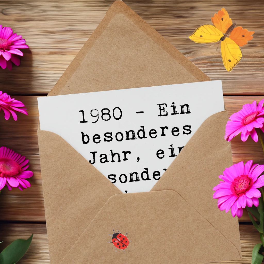 Deluxe Karte Spruch 1980 Geburtstag Karte, Grußkarte, Klappkarte, Einladungskarte, Glückwunschkarte, Hochzeitskarte, Geburtstagskarte, Hochwertige Grußkarte, Hochwertige Klappkarte, Geburtstag, Geburtstagsgeschenk, Geschenk