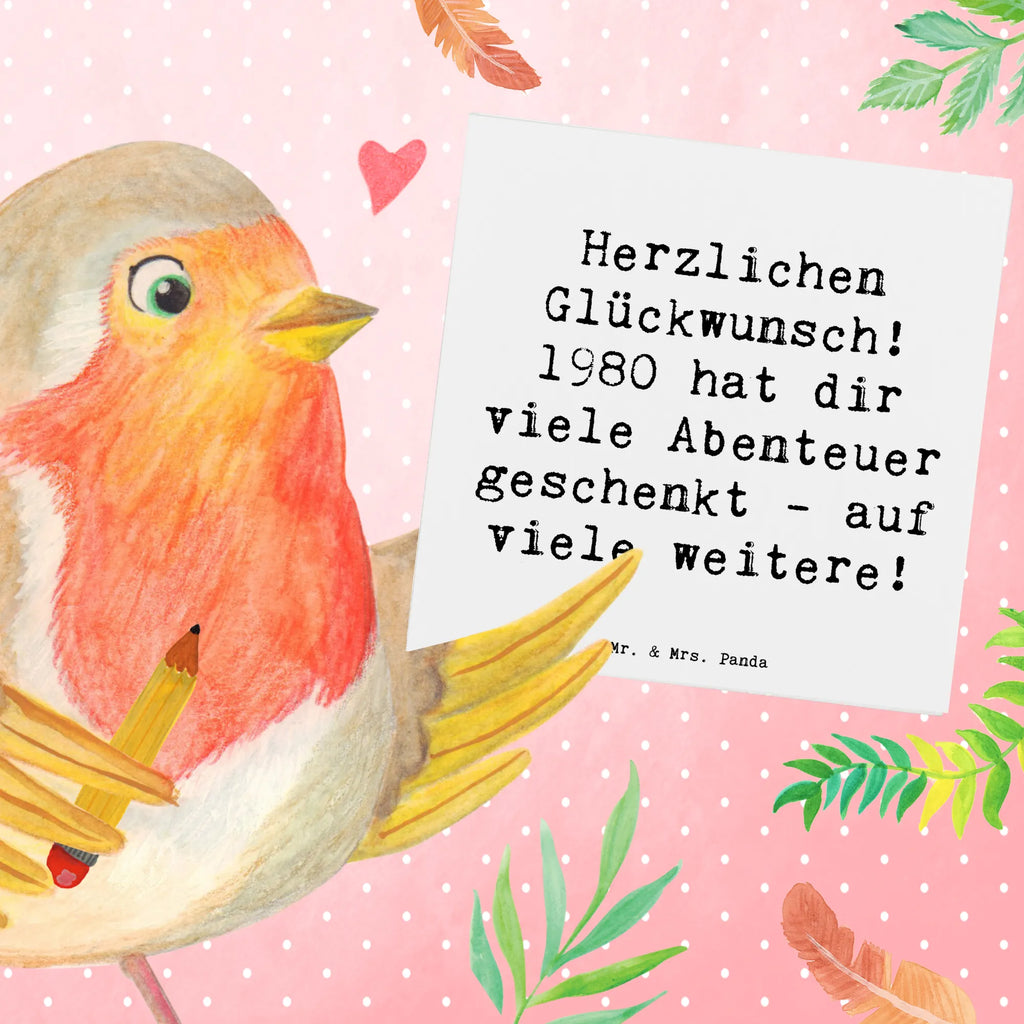Deluxe Card Saying Herzlichen Glückwunsch! 1980 hat dir viele Abenteuer geschenkt - auf viele weitere! Karte, Grußkarte, Klappkarte, Einladungskarte, Glückwunschkarte, Hochzeitskarte, Geburtstagskarte, Hochwertige Grußkarte, Hochwertige Klappkarte, Geburtstag, Geburtstagsgeschenk, Geschenk