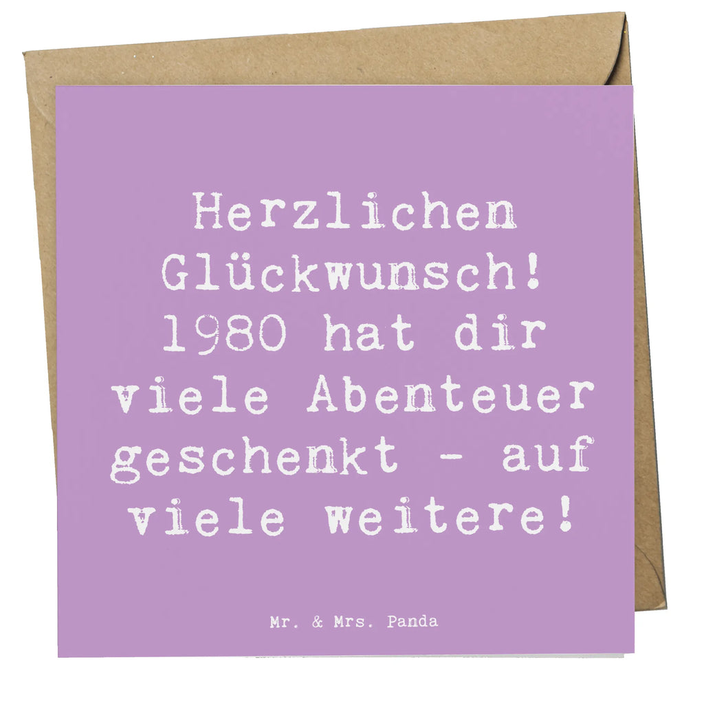 Deluxe Card Saying Herzlichen Glückwunsch! 1980 hat dir viele Abenteuer geschenkt - auf viele weitere! Karte, Grußkarte, Klappkarte, Einladungskarte, Glückwunschkarte, Hochzeitskarte, Geburtstagskarte, Hochwertige Grußkarte, Hochwertige Klappkarte, Geburtstag, Geburtstagsgeschenk, Geschenk