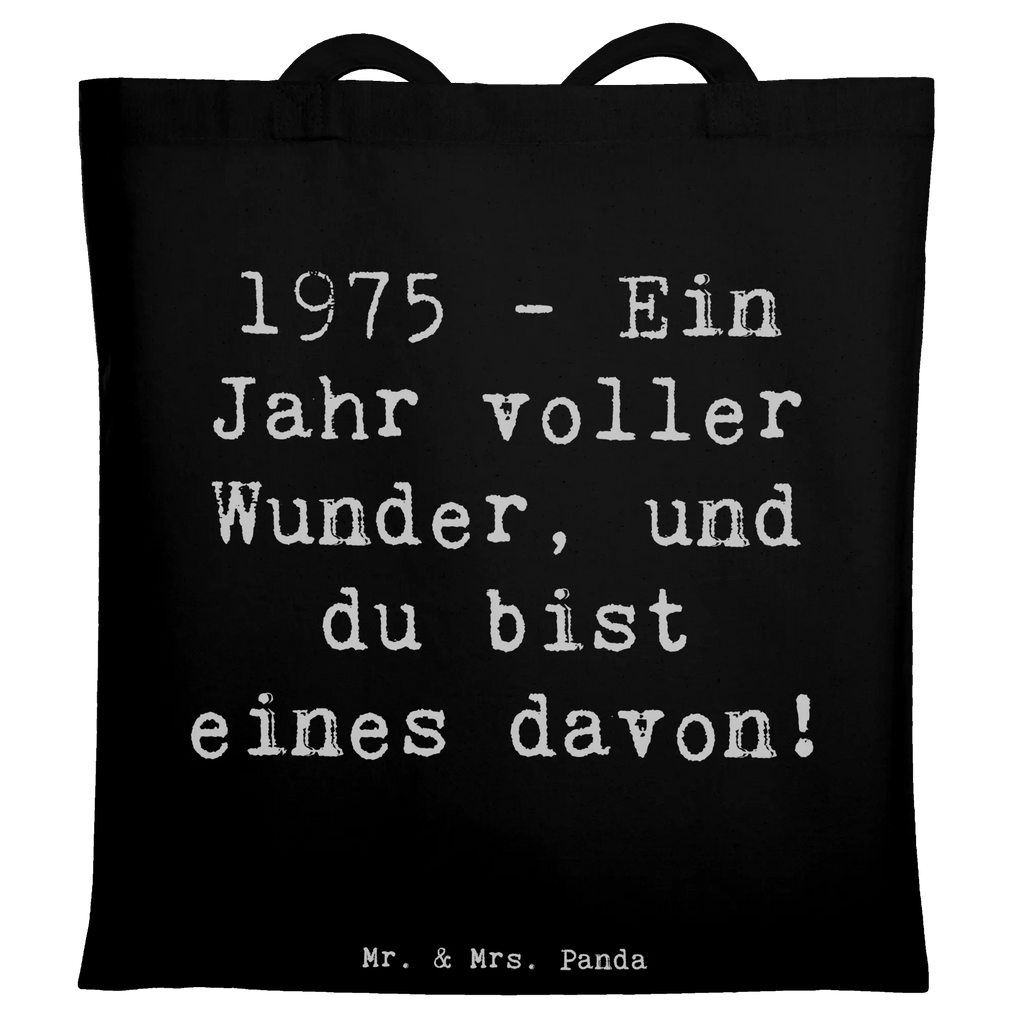 Tote bag Saying 1975 - Ein Jahr voller Wunder, und du bist eines davon! Stoffbeutel, Beuteltasche, Jutetasche, Laptoptasche, Einkaufstasche, Badetasche, Shopper, Umhängetasche, Tragetasche, Tasche, Beutel, Strandtasche, Stofftasche, Jutebeutel, Einkaufstüte, Schultertasche, Geburtstag, Geburtstagsgeschenk, Geschenk