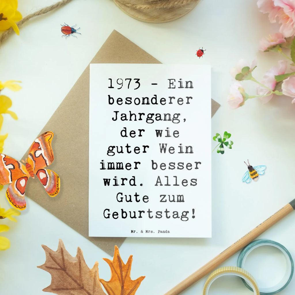 Greetings card Saying 1973 - Ein besonderer Jahrgang, der wie guter Wein immer besser wird. Alles Gute zum Geburtstag! Einladungskarte, Glückwunschkarte, Grußkarte, Geburtstagskarte, Karte, Ansichtskarten, Hochzeitskarte, Klappkarte, Geburtstag, Geburtstagsgeschenk, Geschenk