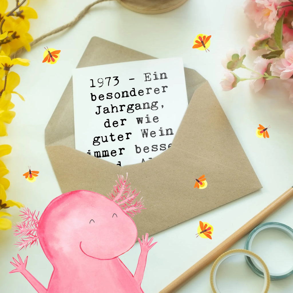 Greetings card Saying 1973 - Ein besonderer Jahrgang, der wie guter Wein immer besser wird. Alles Gute zum Geburtstag! Einladungskarte, Glückwunschkarte, Grußkarte, Geburtstagskarte, Karte, Ansichtskarten, Hochzeitskarte, Klappkarte, Geburtstag, Geburtstagsgeschenk, Geschenk
