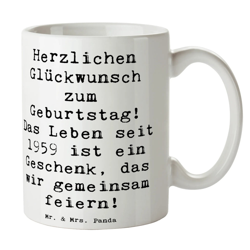 Mug Saying Herzlichen Glückwunsch zum Geburtstag! Das Leben seit 1959 ist ein Geschenk, das wir gemeinsam feiern! Teetasse, Porzellantasse, Tasse mit Motiven, Bürotasse, Keramiktasse, Tasse, Kaffeetasse, Tasse mit Zitaten, Geschenktasse, Geburtstag, Geburtstagsgeschenk, Geschenk