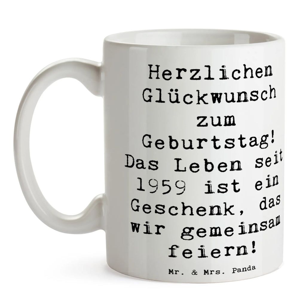 Mug Saying Herzlichen Glückwunsch zum Geburtstag! Das Leben seit 1959 ist ein Geschenk, das wir gemeinsam feiern! Teetasse, Porzellantasse, Tasse mit Motiven, Bürotasse, Keramiktasse, Tasse, Kaffeetasse, Tasse mit Zitaten, Geschenktasse, Geburtstag, Geburtstagsgeschenk, Geschenk