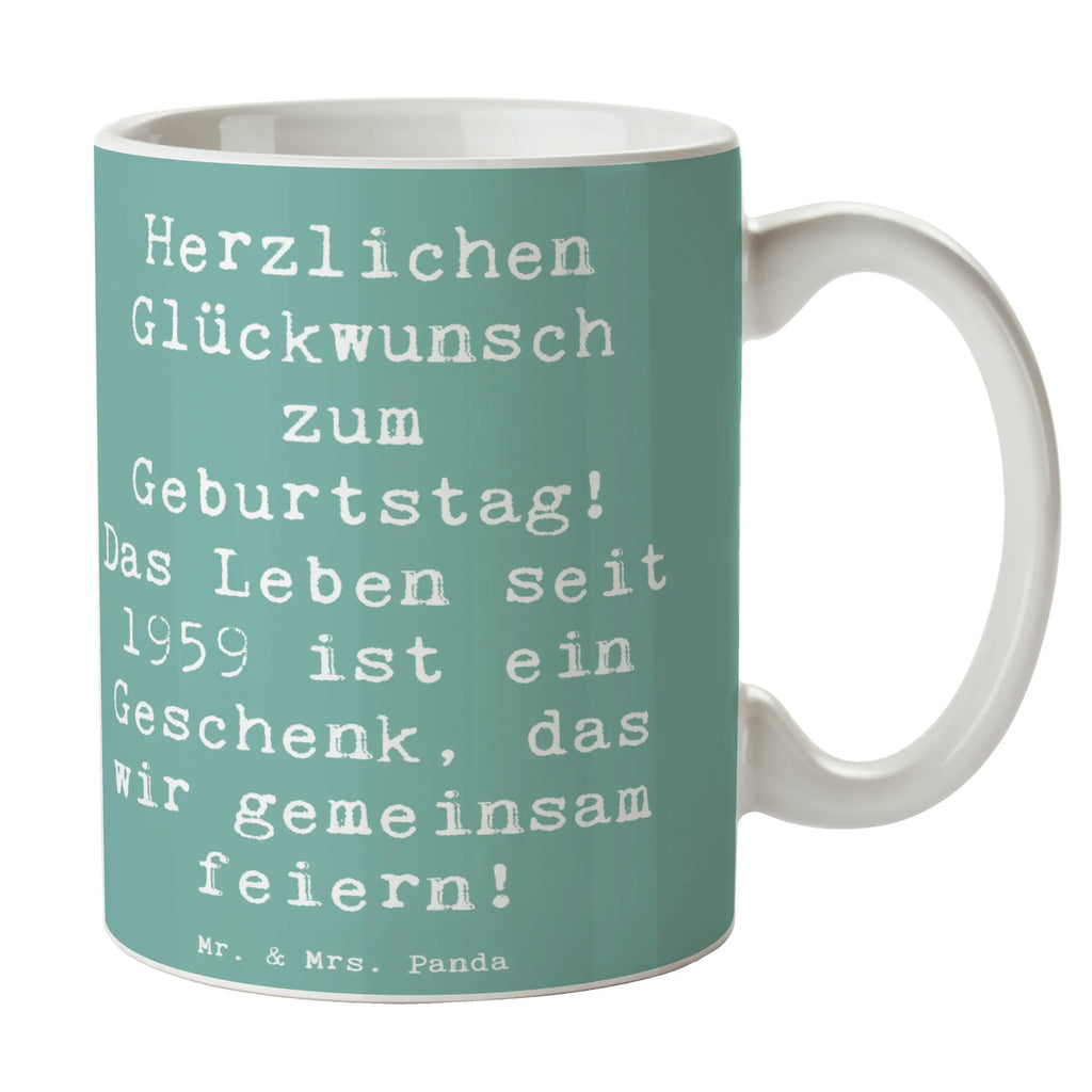 Mug Saying Herzlichen Glückwunsch zum Geburtstag! Das Leben seit 1959 ist ein Geschenk, das wir gemeinsam feiern! Teetasse, Porzellantasse, Tasse mit Motiven, Bürotasse, Keramiktasse, Tasse, Kaffeetasse, Tasse mit Zitaten, Geschenktasse, Geburtstag, Geburtstagsgeschenk, Geschenk