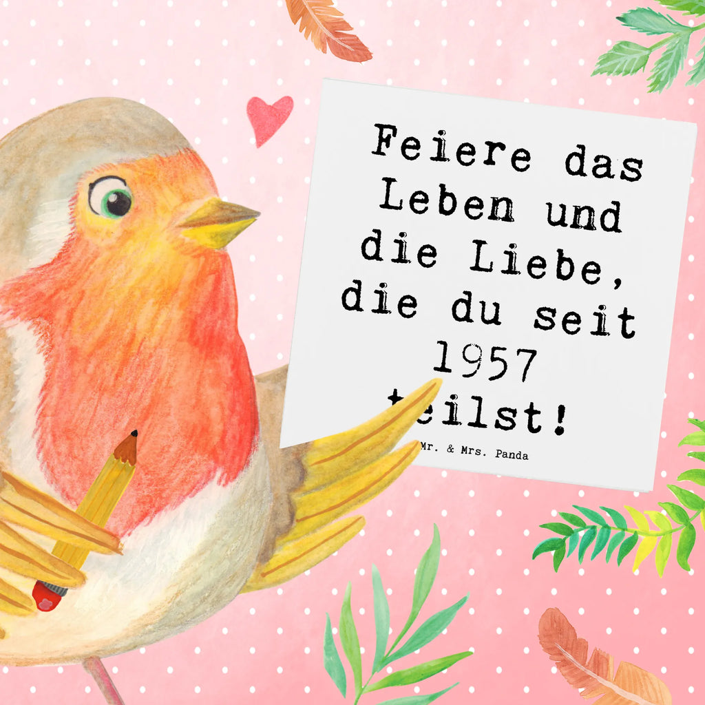 Deluxe Card Saying Feiere das Leben und die Liebe, die du seit 1957 teilst! Einladungskarte, Glückwunschkarte, Karte, Hochwertige Grußkarte, Hochwertige Klappkarte, Geburtstagskarte, Hochzeitskarte, Grußkarte, Klappkarte, Geburtstag, Geburtstagsgeschenk, Geschenk
