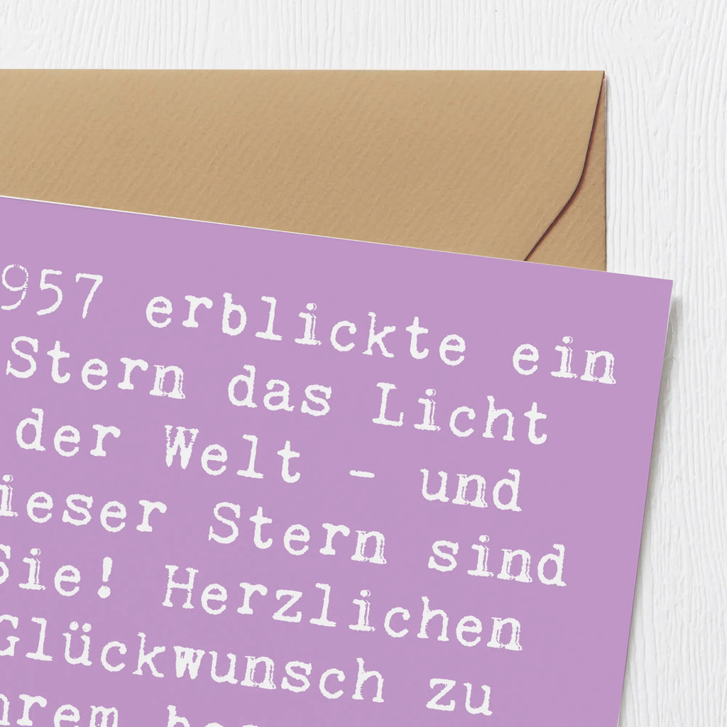 Deluxe Card Saying 1957 erblickte ein Stern das Licht der Welt - und dieser Stern sind Sie! Herzlichen Glückwunsch zu Ihrem besonderen Tag. Glückwunschkarte, Karte, Hochzeitskarte, Grußkarte, Hochwertige Klappkarte, Hochwertige Grußkarte, Klappkarte, Geburtstagskarte, Einladungskarte, Geburtstag, Geburtstagsgeschenk, Geschenk
