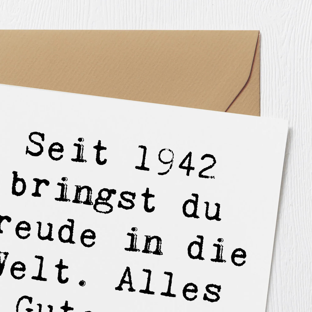 Deluxe Card Saying Seit 1942 bringst du Freude in die Welt. Alles Gute zum Geburtstag! Karte, Geburtstagskarte, Grußkarte, Hochzeitskarte, Hochwertige Grußkarte, Glückwunschkarte, Hochwertige Klappkarte, Einladungskarte, Klappkarte, Geburtstag, Geburtstagsgeschenk, Geschenk