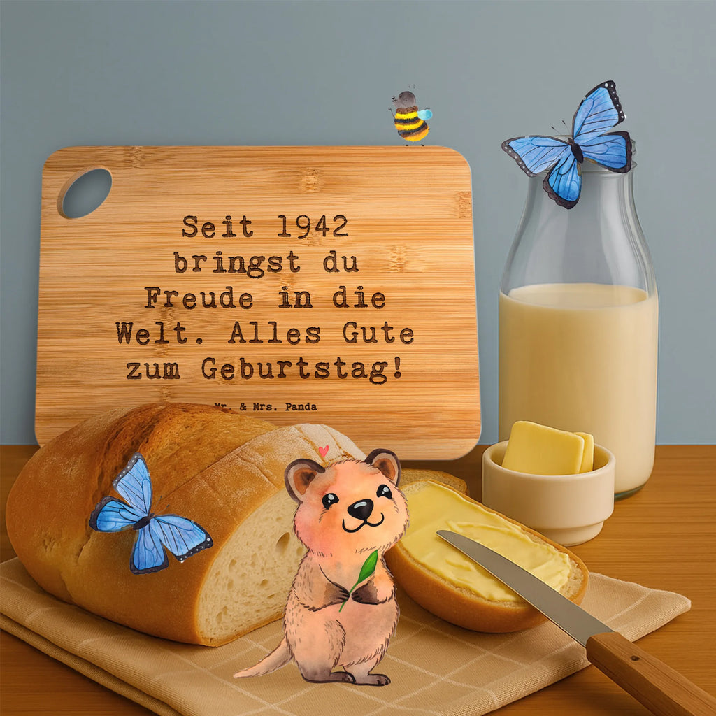 Bambus - deska do krojenia Przysłowie Seit 1942 bringst du Freude in die Welt. Alles Gute zum Geburtstag! Urodziny, prezent urodzinowy, prezent