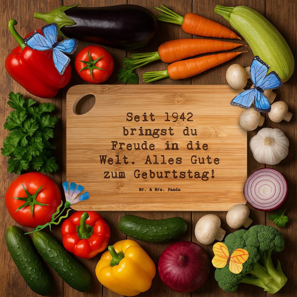 Bambus - deska do krojenia Przysłowie Seit 1942 bringst du Freude in die Welt. Alles Gute zum Geburtstag! Urodziny, prezent urodzinowy, prezent